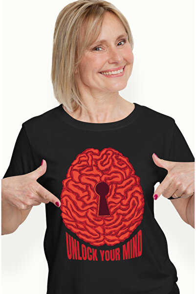 StoryGift Romania Tricou Femei Cu Creier Cu Urma De Cheie, Text In Engleza Unlock Your Mind, Intel Blk_s