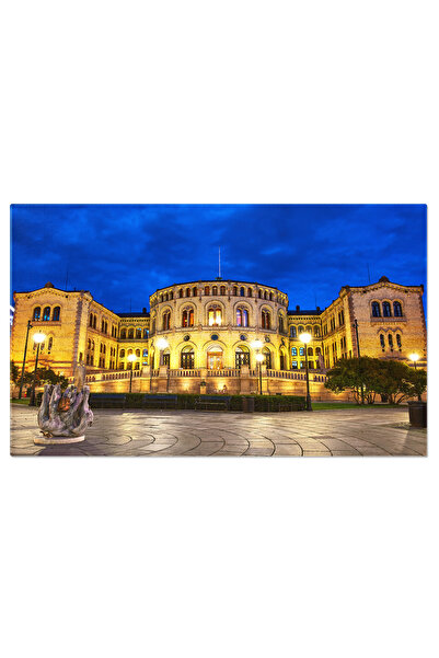 StoryGift Romania Tablou Canvas Parlamentul Norvegian La Amurg Oslo, Storting...