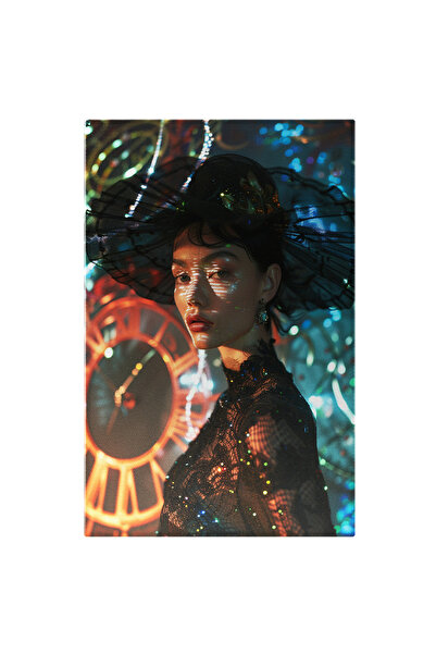 StoryGift Romania Tablou Canvas: Luminile Lăsate De Pătrunderea Fasciculilor Pe Fața Damei Cu Pălărie Neagră Pict