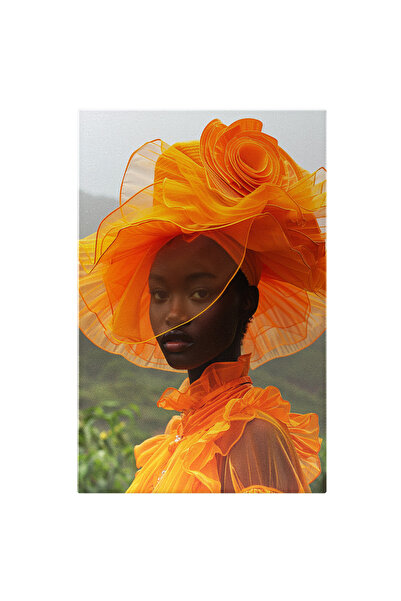 StoryGift Romania Tablou Canvas Black Special Woman In Rochie De Vara Portoca...