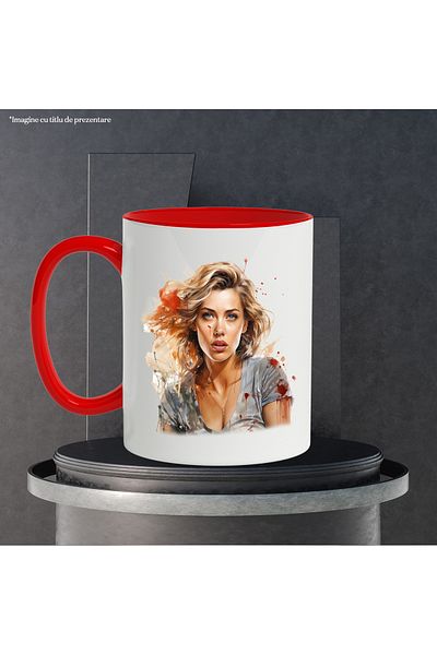 StoryGift Romania Mug With Amber Heard, Celebrity, Movies, Actress, Multicolor 330 ml, Ceramic with, With ,STG