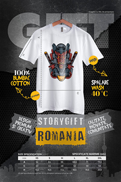 StoryGift Romania Tricou Femei Cu Demon, Robot, Mecha, Sabii, Coarne, Cyberpunk, Multicolor Cu Im Wht_m