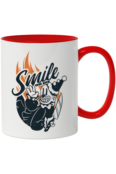 StoryGift Romania Cana Cu Mesaj In Engleza Smile Or Die, Clovn, Retro, Flacar...