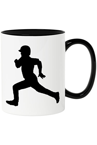 StoryGift Romania Cana Cu Un Jucator De Baseball Care Alearga Cu Maner Negru,...