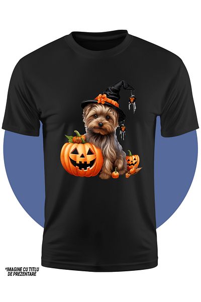 StoryGift Romania Tricou Copii Cu Un Catel De Talie Mica, Blanos, Ilustratie, Cu Palarie De Vrajitor, Dovlec