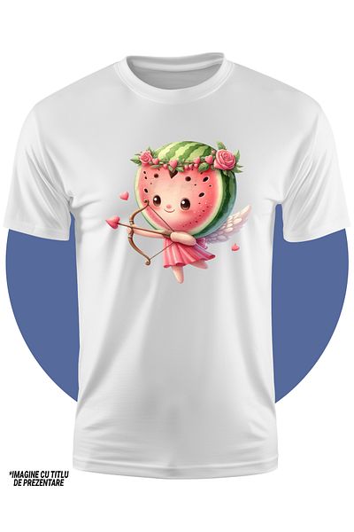 StoryGift Romania Children's T-shirt with a little cupid, illustration, shooting a bow, watermelon head, sweet fruit,