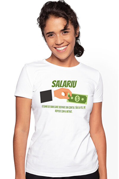 StoryGift Romania Tricou Femei Salariu O Suma De Bani Care Dispare Repede Ban...