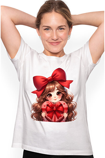 StoryGift Romania Tricou Femei Cu O Fetita Dragalasa Care Tine Un Cadou Primit, Ilustratie, Funda, Wht_l