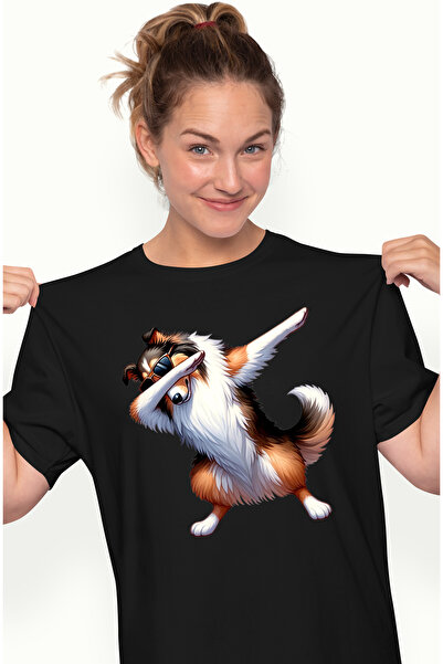 StoryGift Romania Tricou Femei cu un caine care danseaza, ilustratie cu ochel...