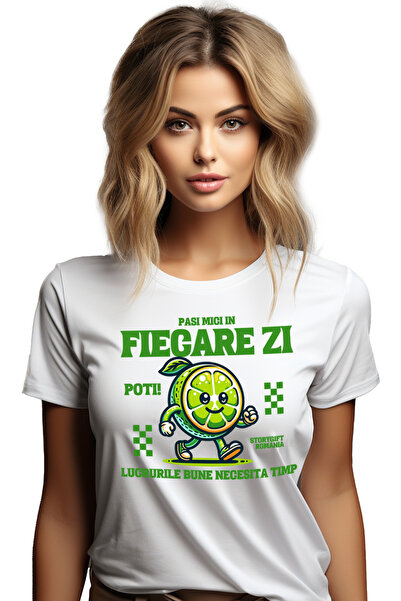 StoryGift Romania Tricou Femei Mesaj Motivational Pasi Mici In Fiecare Zi Lam...