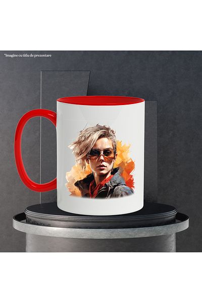 StoryGift Romania Mug With Natalie Portman, Arist, Actor, Hollywood, Star, Multicolor 330 ml, Sky, With, STG