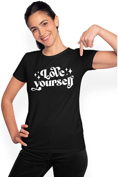 StoryGift Romania Tricou Femei Cu Mesaj Care Te Indeamna Sa Te Iubesti Pe Tine Insuti - "love Your Blk_l