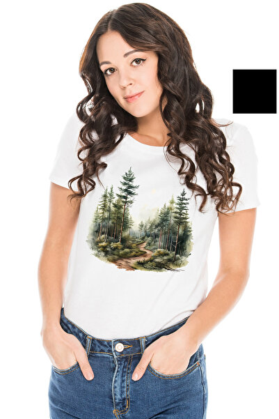 StoryGift Romania Tricou Femei Cu Un Peisaj Forestier, Ilustratie, Natura, Pa...