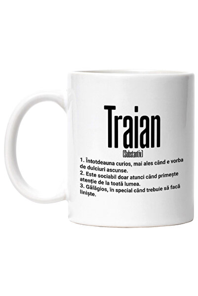 StoryGift Romania Cana Cu Numele Traian, Cu Mesaj Amuzant, Curios, Sociabil, ...