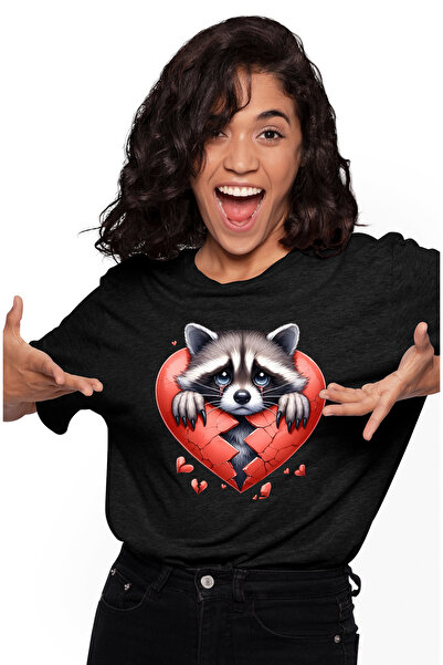 StoryGift Romania Tricou Femei Cu Un Raton Trist, Ilustratie, Inima Rupta, Fr...