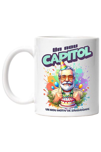 StoryGift Romania Mug A new chapter, a new reason to celebrate, old man, anniversary, 330m, With White Handle