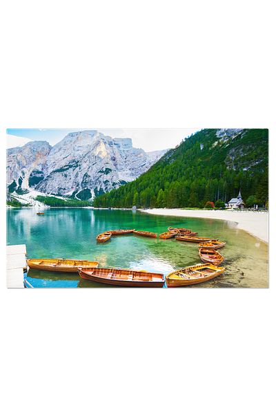 StoryGift Romania Tablou Canvas Lacul Magnific Braies, Cu O Barca Din Lemn Pe Apele Sale, O Destinatie Idilica Pe