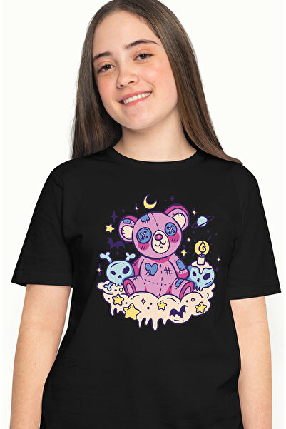 StoryGift Romania Tricou Femei Teddybear Kawaii Goth Ursulet De Plus Ilustrat...