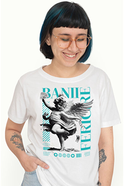 StoryGift Romania Tricou Femei Inger - Banii, Fericire, Energie Pozitiva Ziln...