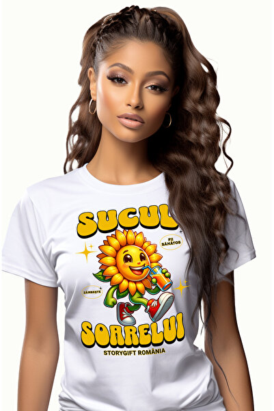 StoryGift Romania Tricou Femei Sucul Soarelui! Floarea Soarelui Natura Cu Imp...