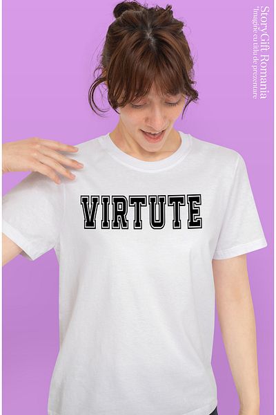 StoryGift Romania Tricou Femei Virtute, Mesaj Motivational, Text Inspirational, Self Care, Cu Imp Wht_l 1