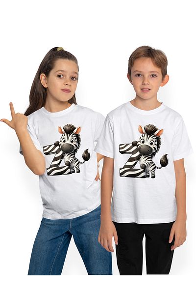 StoryGift Romania Children's T-shirt with a zebra with the letter "Z", illustration, for children, school, student, write, learn, STG4