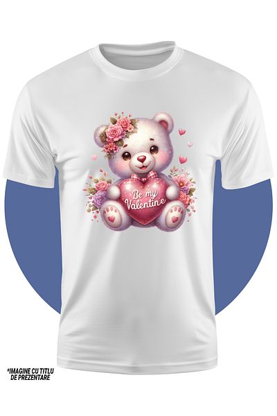 StoryGift Romania Tricou Copii Cu O Ursoaica Vesela Care Tine O Inima In Brate Cu Mesajul "be My Valentine",