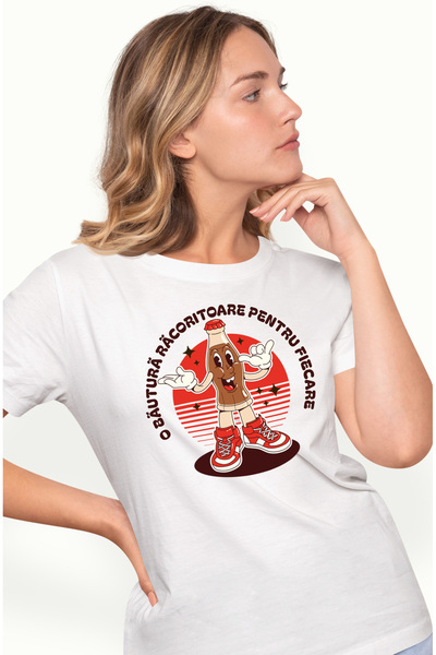 StoryGift Romania Tricou Femei O Batura Racoritoare Pentru Fiecare Suc Zambitor Cu Imprimeu Pe Fat Wht_m