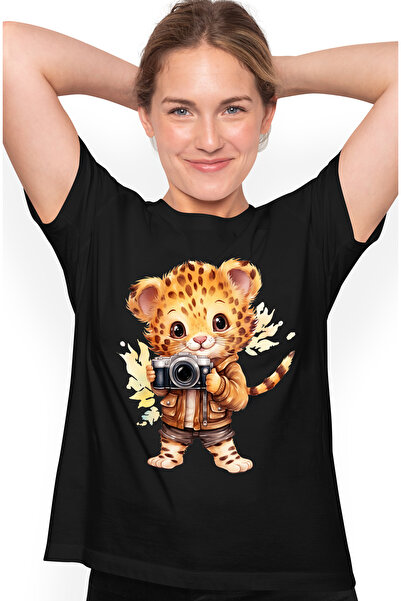 StoryGift Romania Tricou Femei Cu Un Pui De Jaguar Care Face Poze, Tine Un Ap...