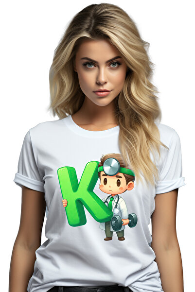 StoryGift Romania Tricou Femei Cu Un Doctor Care Tine Litera "k", Ilustratie,...