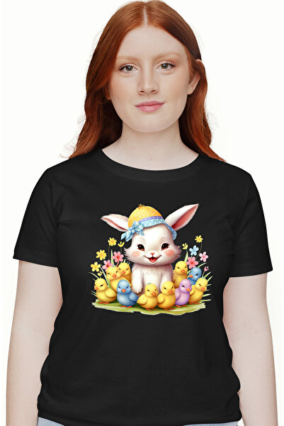 StoryGift Romania Tricou Femei Cu Un Iepuras Alb Care Este Inconjurat De O Mu...