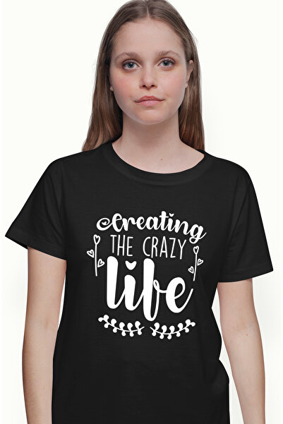 StoryGift Romania Tricou Femei Cu Mesaj In Engleza "creating The Crazy Life" ...