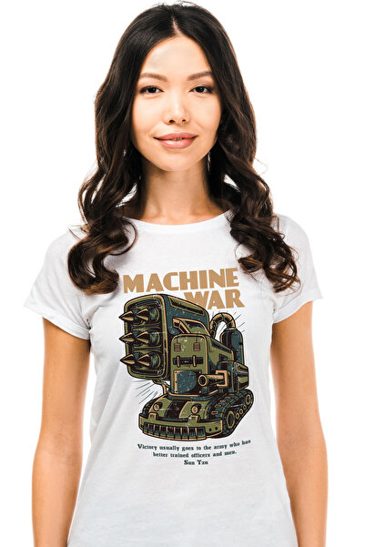 StoryGift Romania Tricou Femei Cu Masinarie Monstru Verde Din Fier De Razboi, Mitraliere, Arme, Te Wht_m