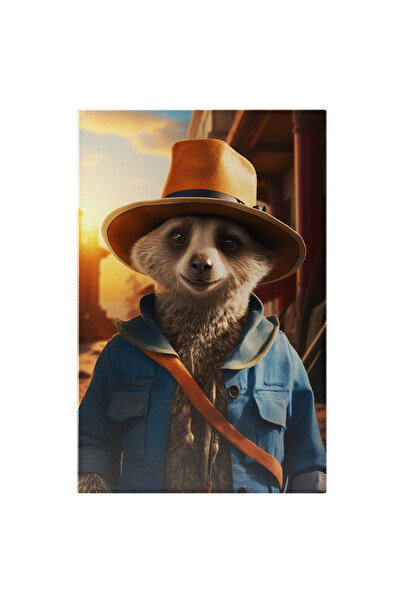 StoryGift Romania Tablou Canvas: Portret Bursuc Cu Pălărie Și Geacă Albastră-...