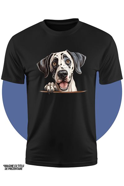 StoryGift Romania Tricou Copii Cu Un Caine Jucaus, Privire Surprinsa, Ilustratie, Pentru Iubitorii De Caini,