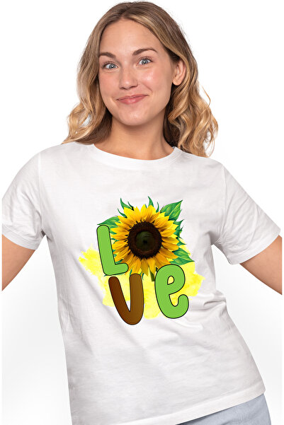 StoryGift Romania Tricou Femei Cu Mesajul "love", Ilustratie, Plante, Floare,...