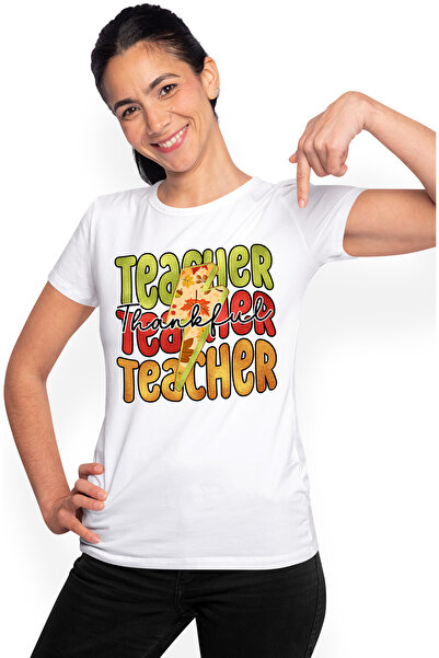 StoryGift Romania Tricou Femei Cu Mesajul "thankful Teacher", Ilustratie, Sco...