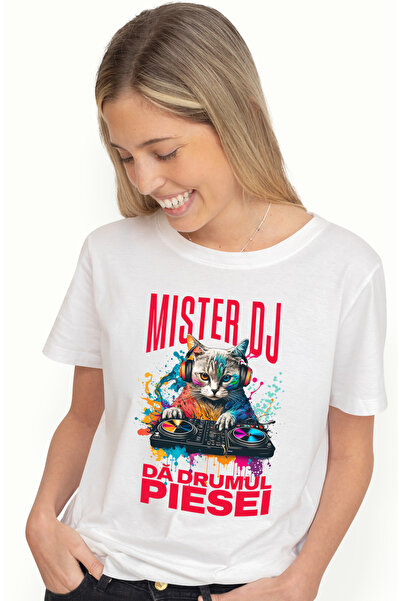 StoryGift Romania Tricou Femei Mister Dj. Da Drumul Piesei Motan Pisica Distr...