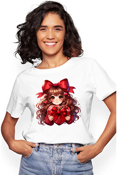 StoryGift Romania Tricou Femei Cu O Fetita Dragalasa Care A Primit Un Cadou, Ilustratie, Cutie Cu Wht_l