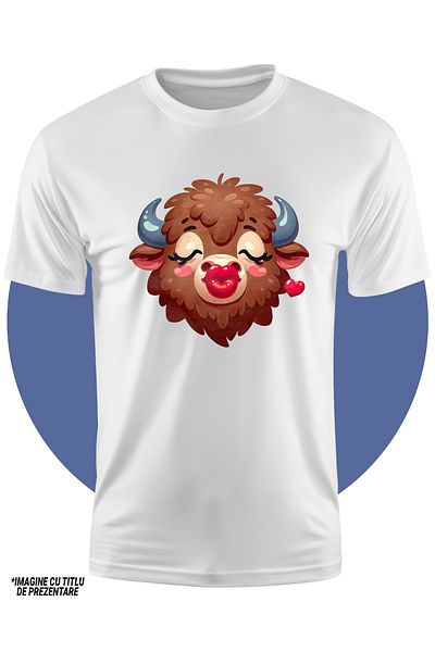 StoryGift Romania Tricou Copii Cu Un Zimbru Care Da Un Pupic, Ilustratie, Valentine's Day, Apreciere, Inima,