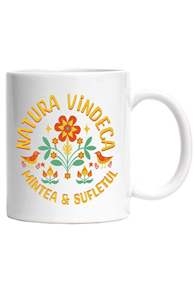 StoryGift Romania Cana Cu Floare Colorate Pasari Text Natura Vindeca Mintea &...