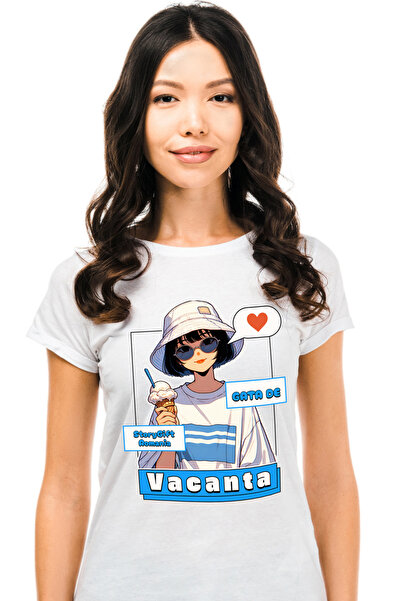 StoryGift Romania Tricou Femei Fata Stil Anime Cu Inghetata Text Gata De Vaca...