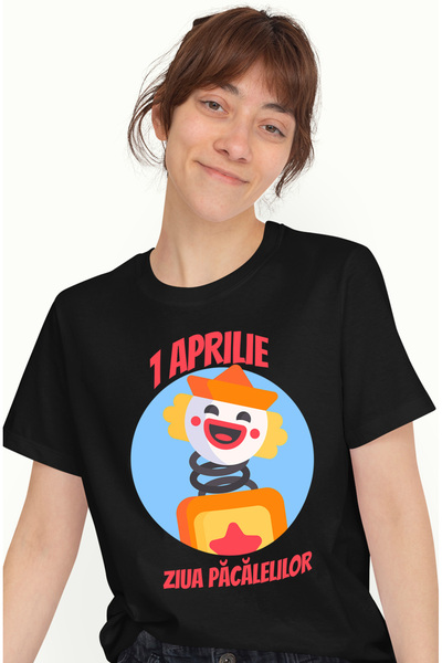StoryGift Romania Tricou Femei 1 Aprilie Ziua Pacalelelor Haios Farse Clovn C...