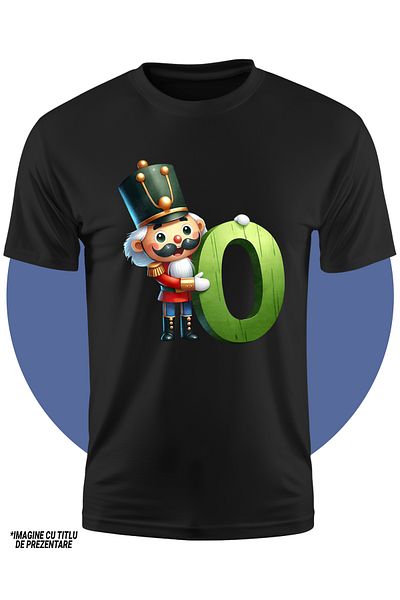 StoryGift Romania Tricou Copii Cu Un Spargator De Nuci Care Tine Litera "o", Ilustratie, Alfabet, Scoala, Ab