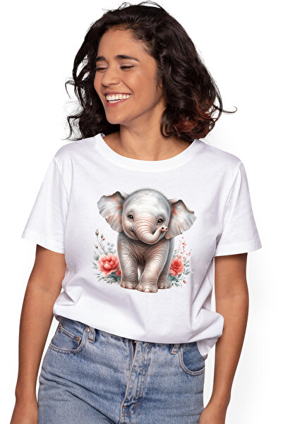 StoryGift Romania Tricou Femei Cu Un Pui De Elefant Care Sta In Natura, Ilust...