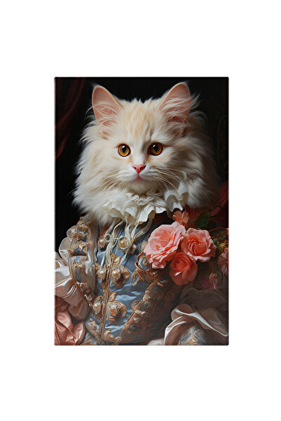 StoryGift Romania Tablou Canvas: Portret Regal Pisica Blanoasa Alba In Costum...