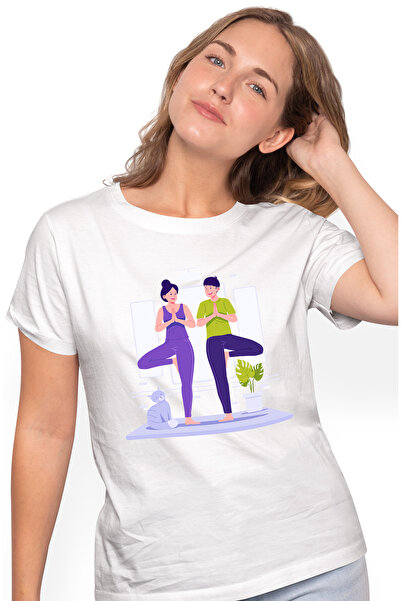 StoryGift Romania Tricou Femei Cu Yoga, Pisica, Iubitori De Sport, Saltea, Multicolor Cu Imprimeu Wht_l