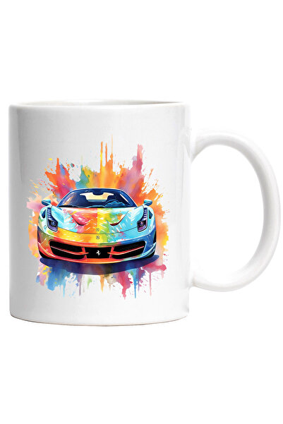 StoryGift Romania Cana Cu Masina Sport, Watercolor, Ferrari, Splash Acuarela,...