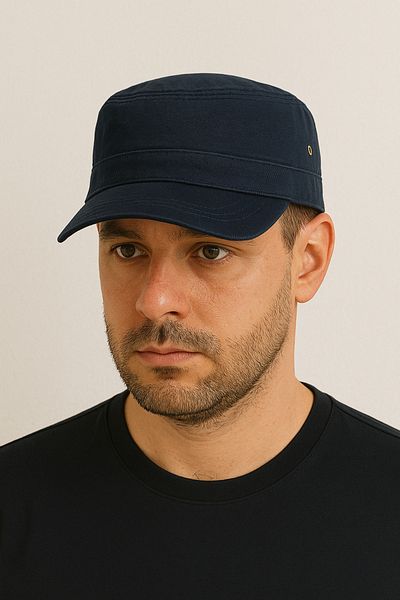 CosmoOutlet Fidel Castro Hunter Model Unisex Navy Blue Hat with Adjustable Back and Two Side Vents