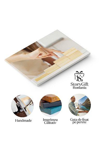 StoryGift Romania Tablou Canvas Stivuirea Cuburilor De Lemn Ca Scara Abstract, Design, Stil, Structura 2289